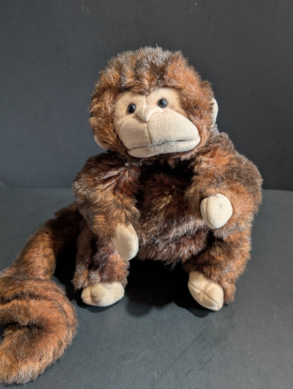 Folkmanis Small Monkey Full Body Hand Puppet Soft Plush 10" Long Tail Realistic